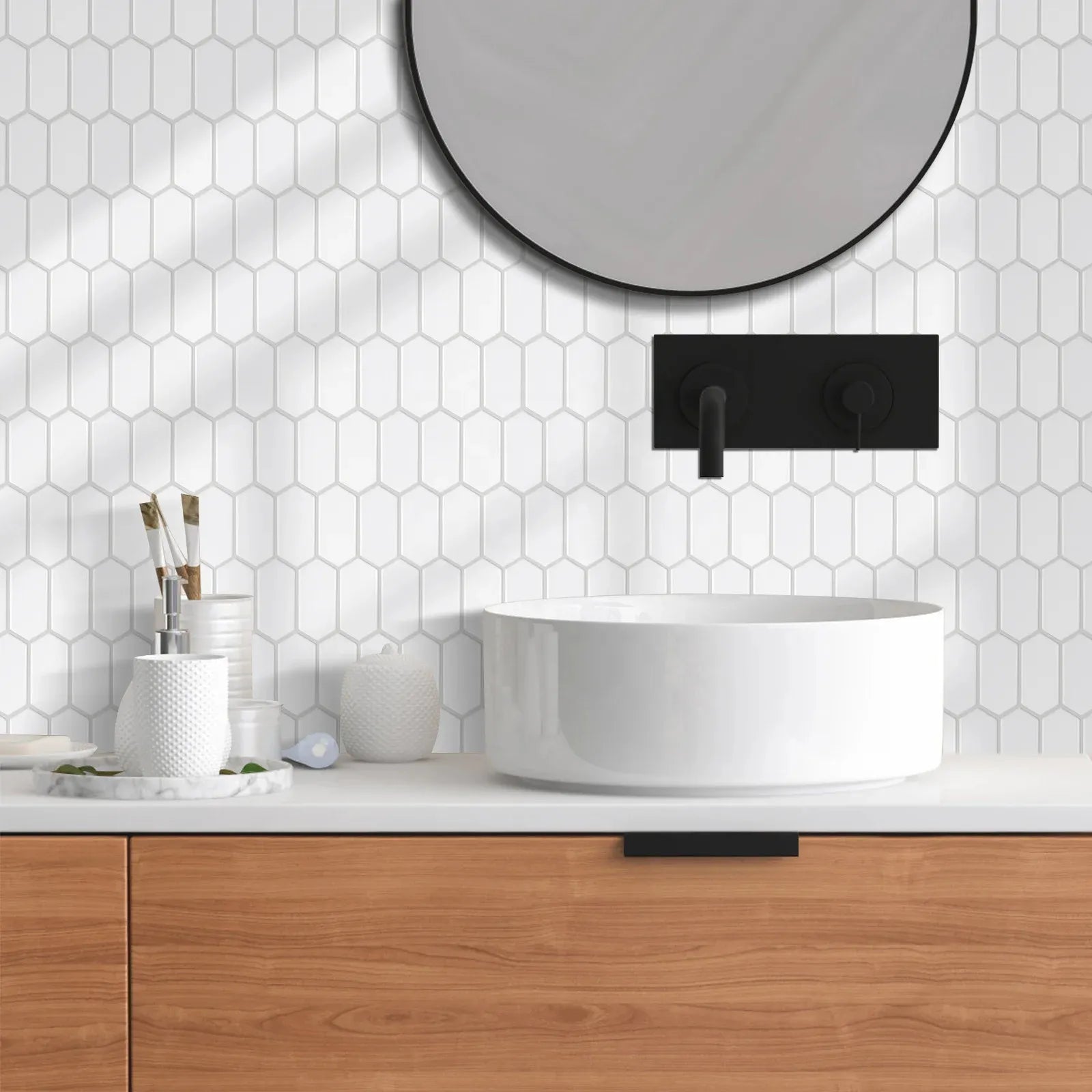 Revestimento 3D Autocolante - Branco Metro